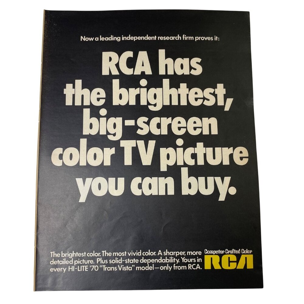 1970 RCA Color TV Full Page Vintage Print Ad Original u